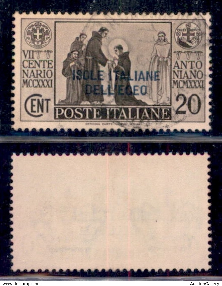 COLONIE - Egeo - 1931 - 20 Cent S. Antonio (37) Usato (42) - Other & Unclassified