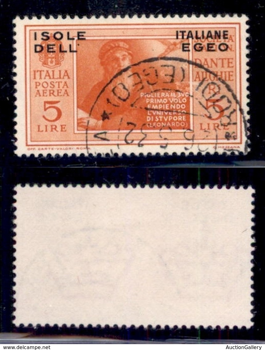 COLONIE - Egeo - 1932 - 5 Lire Società Dante Alighieri (11) Usato (12) - Otros & Sin Clasificación