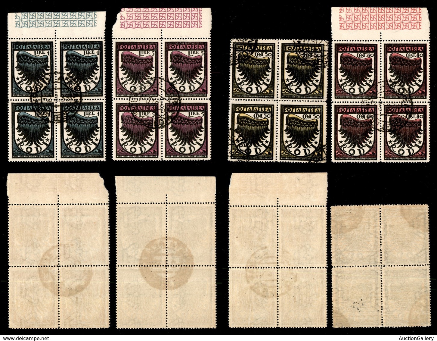 COLONIE - Egeo - 1934 - Ala (30A/33A) - Serie Completa In Quartine Usate (40+) - Other & Unclassified