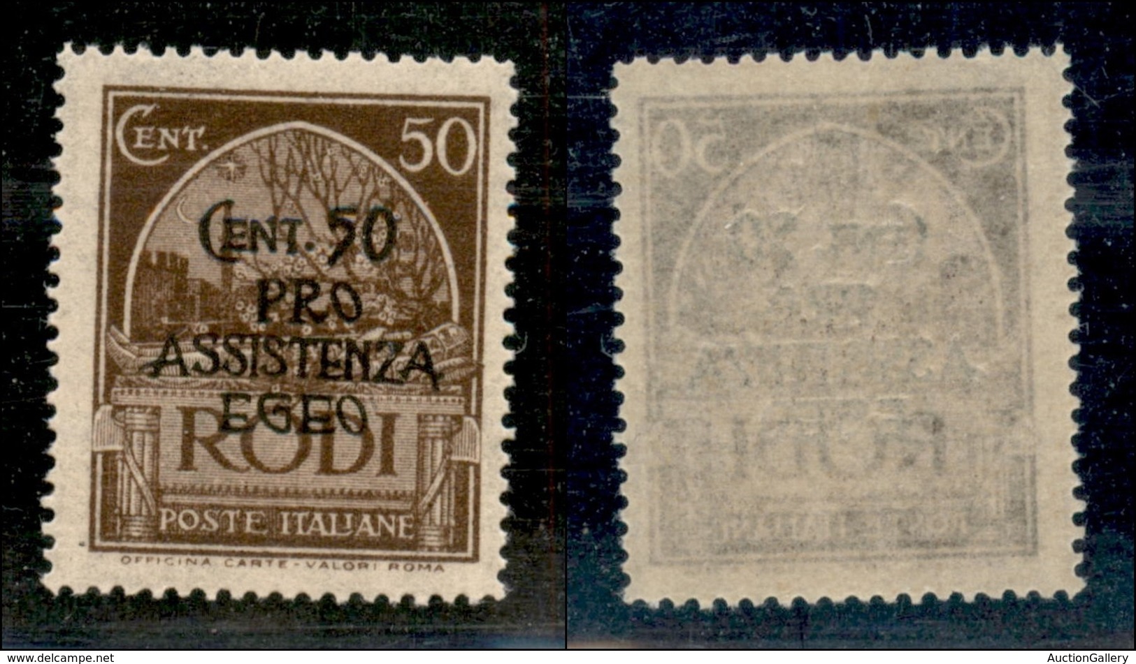 COLONIE - Egeo - Occupazione Tedesca Dell'Egeo - 1943 - 50 + 50 Cent Pro Assistenza (123) - Gomma Integra (35) - Other & Unclassified