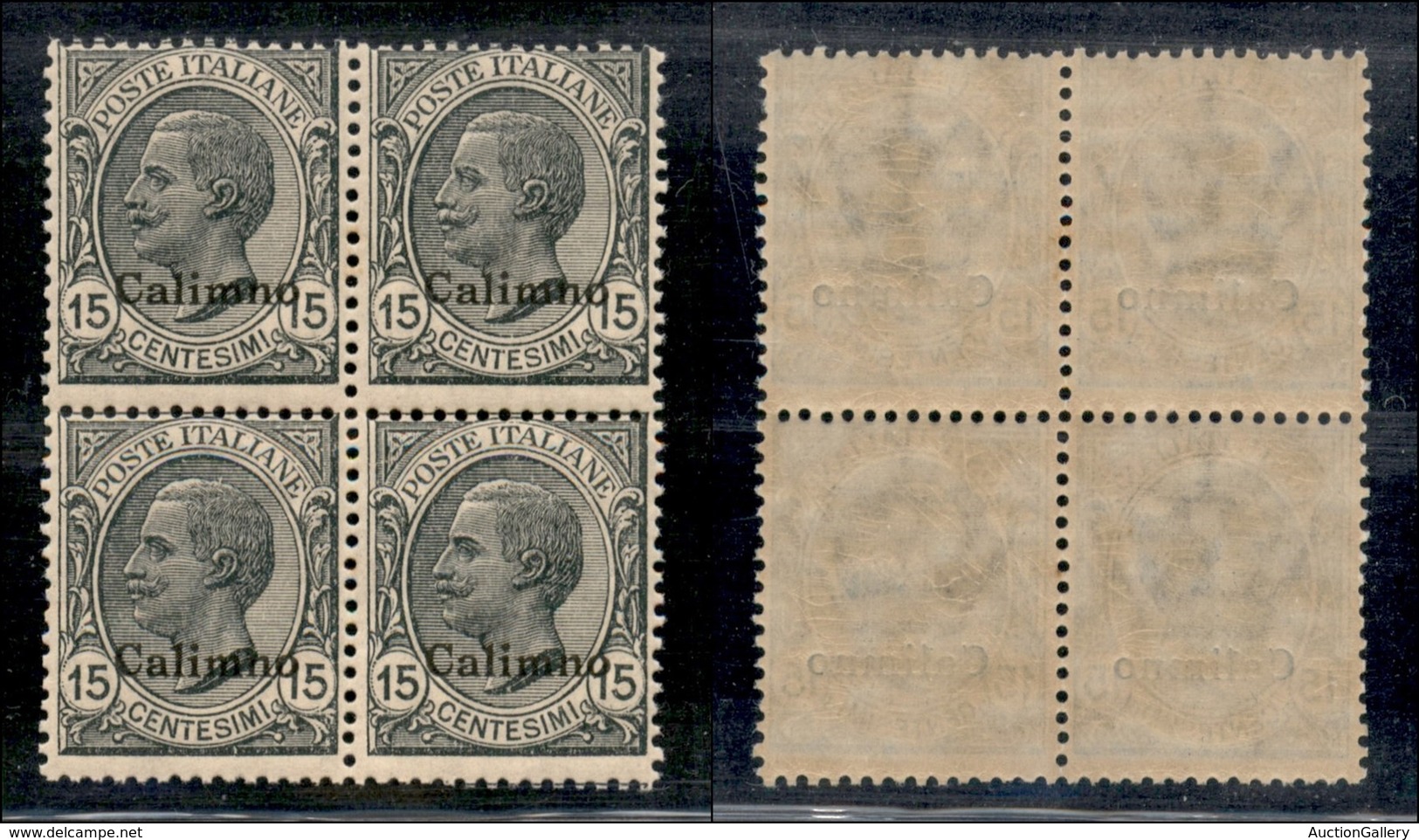 COLONIE - Egeo - Calino - 1922 - 15 Cent Leoni (10) - Quartina - Gomma Integra (60) - Autres & Non Classés