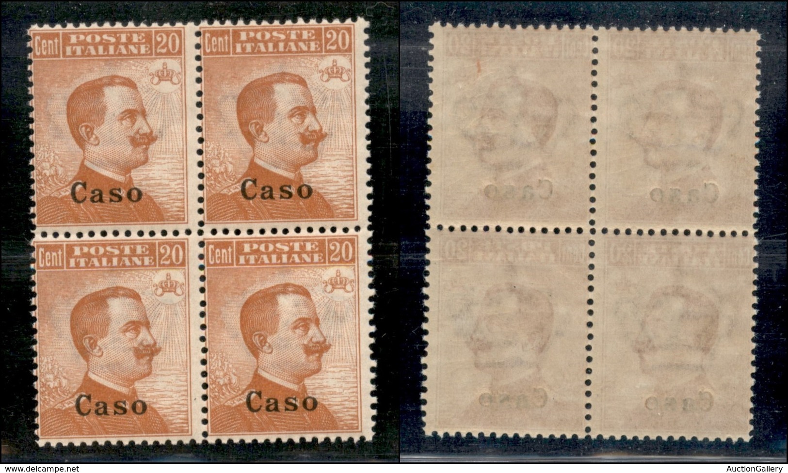 COLONIE - Egeo - Caso - 1922 - 20 Cent Michetti (11) - Quartina - Gomma Integra - Autres & Non Classés