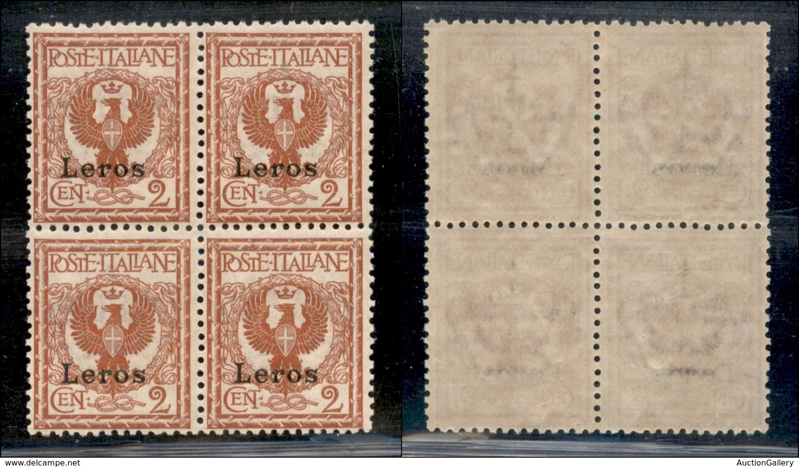 COLONIE - Egeo - Lero - 1912 - 2 Cent Aquila (1) - Quartina - Gomma Integra (120) - Altri & Non Classificati