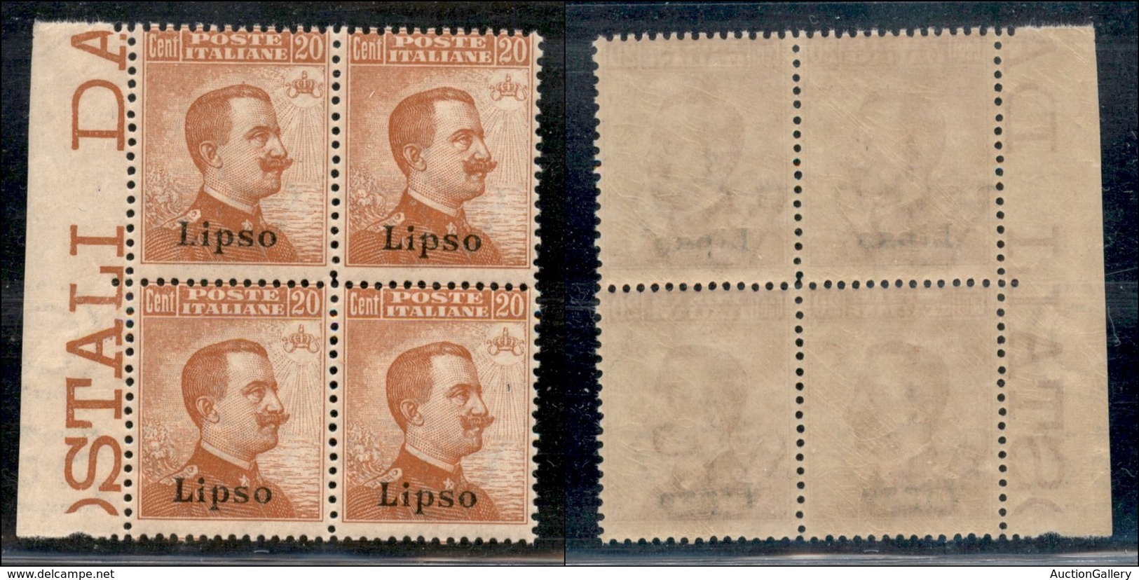 COLONIE - Egeo - Lipso - 1922 - 20 Cent Michetti (11) - Quartina - Gomma Integra - Autres & Non Classés