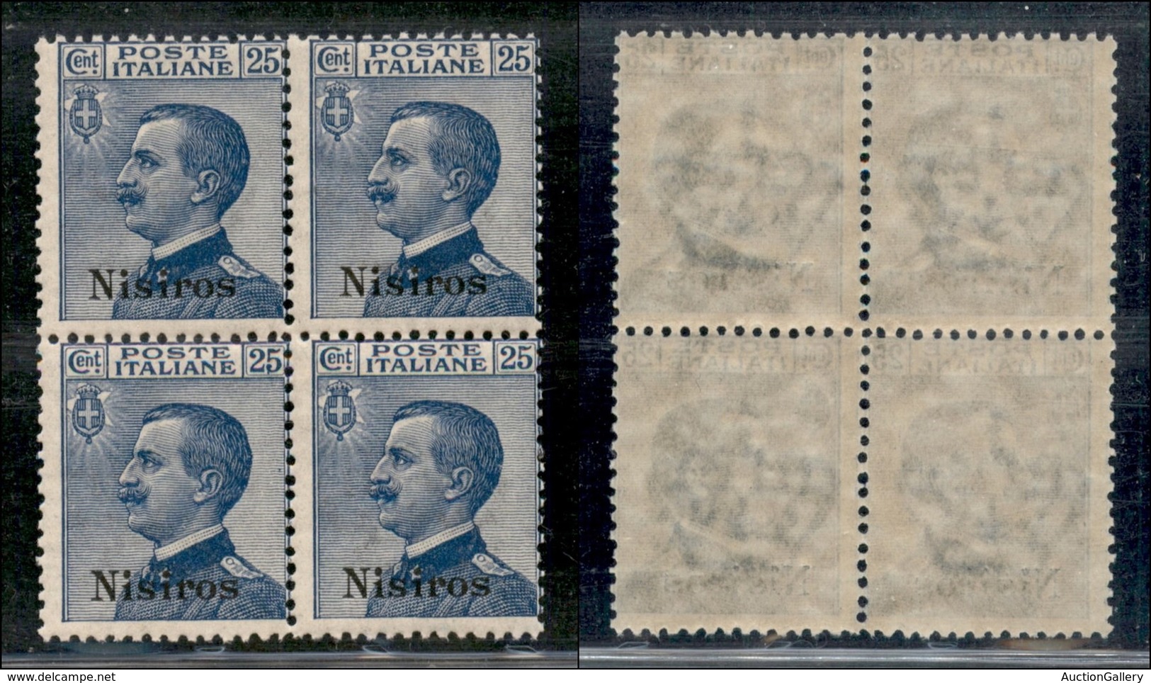 COLONIE - Egeo - Nisiro - 1912 - 25 Cent Michetti (5) - Quartina - Gomma Integra - Otros & Sin Clasificación