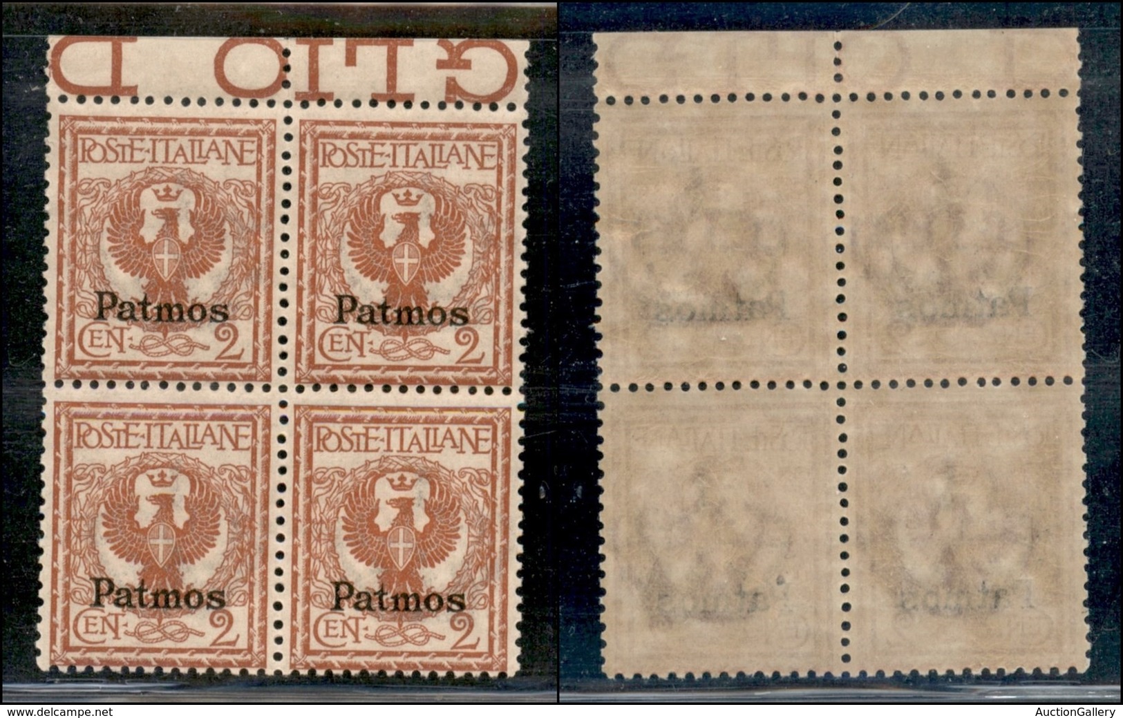 COLONIE - Egeo - Patmo - 1912 - 2 Cent Aquila (1) - Quartina - Gomma Integra - Altri & Non Classificati