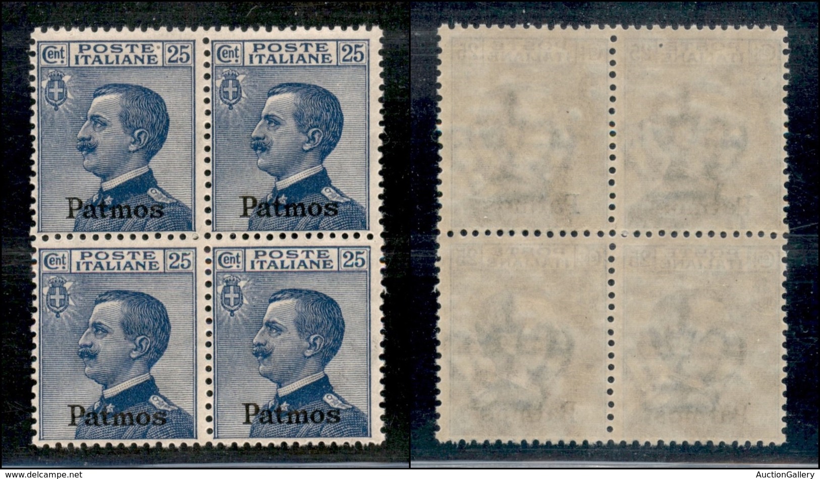 COLONIE - Egeo - Patmo - 1912 - 25 Cent Michetti (5) - Quartina - Gomma Integra - Otros & Sin Clasificación