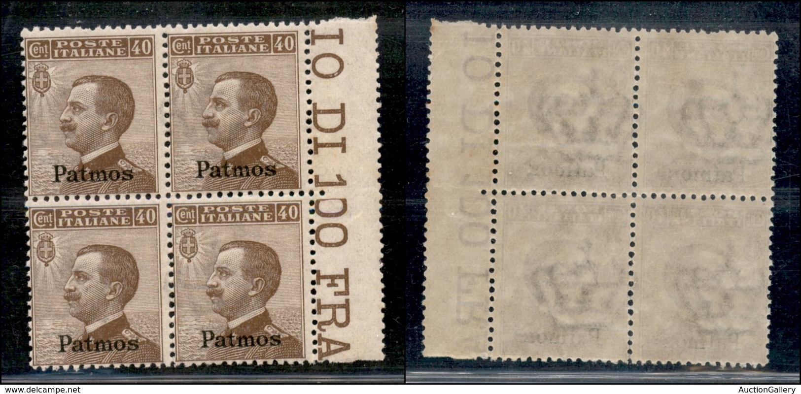 COLONIE - Egeo - Patmo - 1912 - 40 Cent Michetti (6) - Quartina - Gomma Integra - Autres & Non Classés