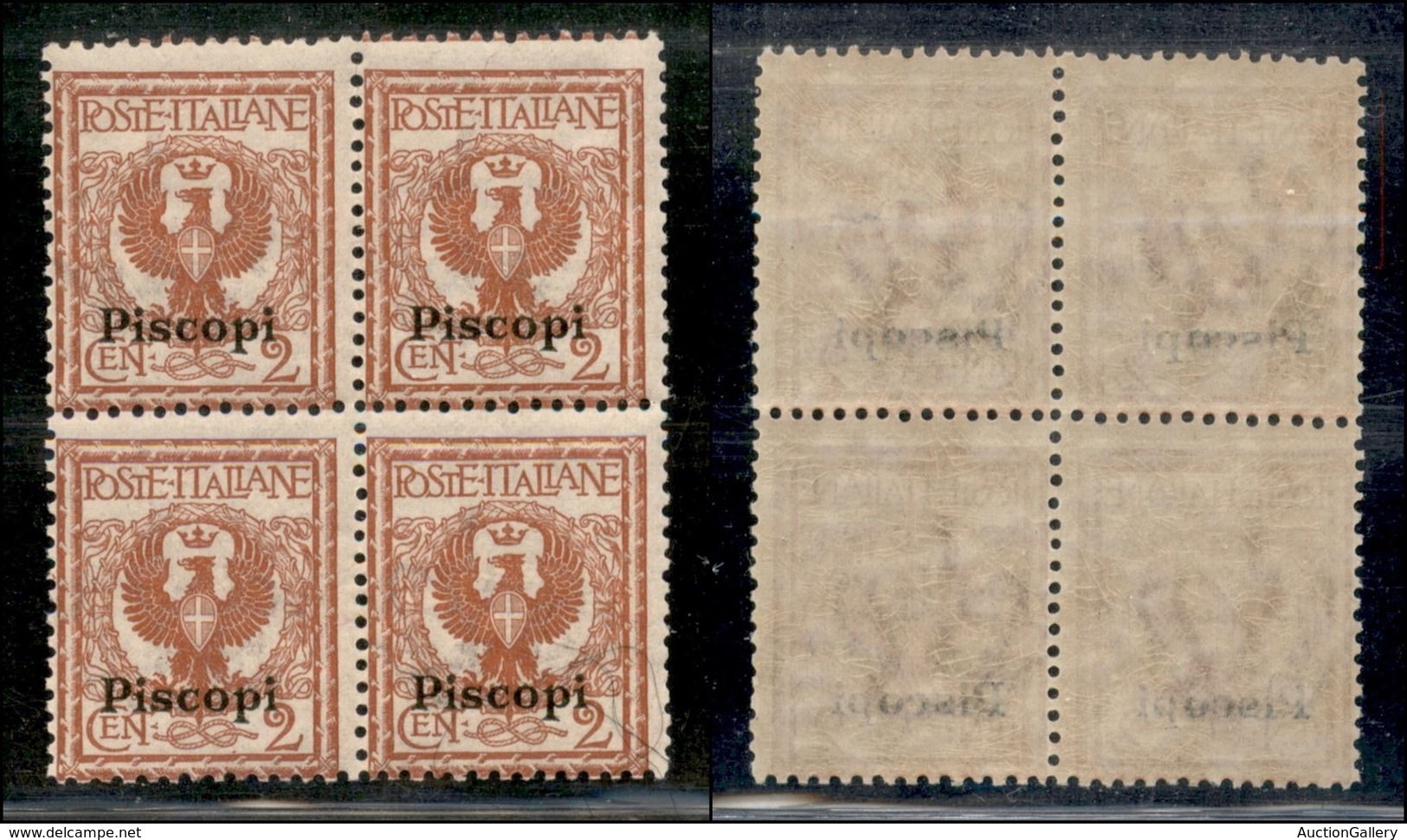 COLONIE - Egeo - Piscopi - 1912 - 2 Cent Aquila (1) - Quartina - Gomma Integra (100) - Altri & Non Classificati