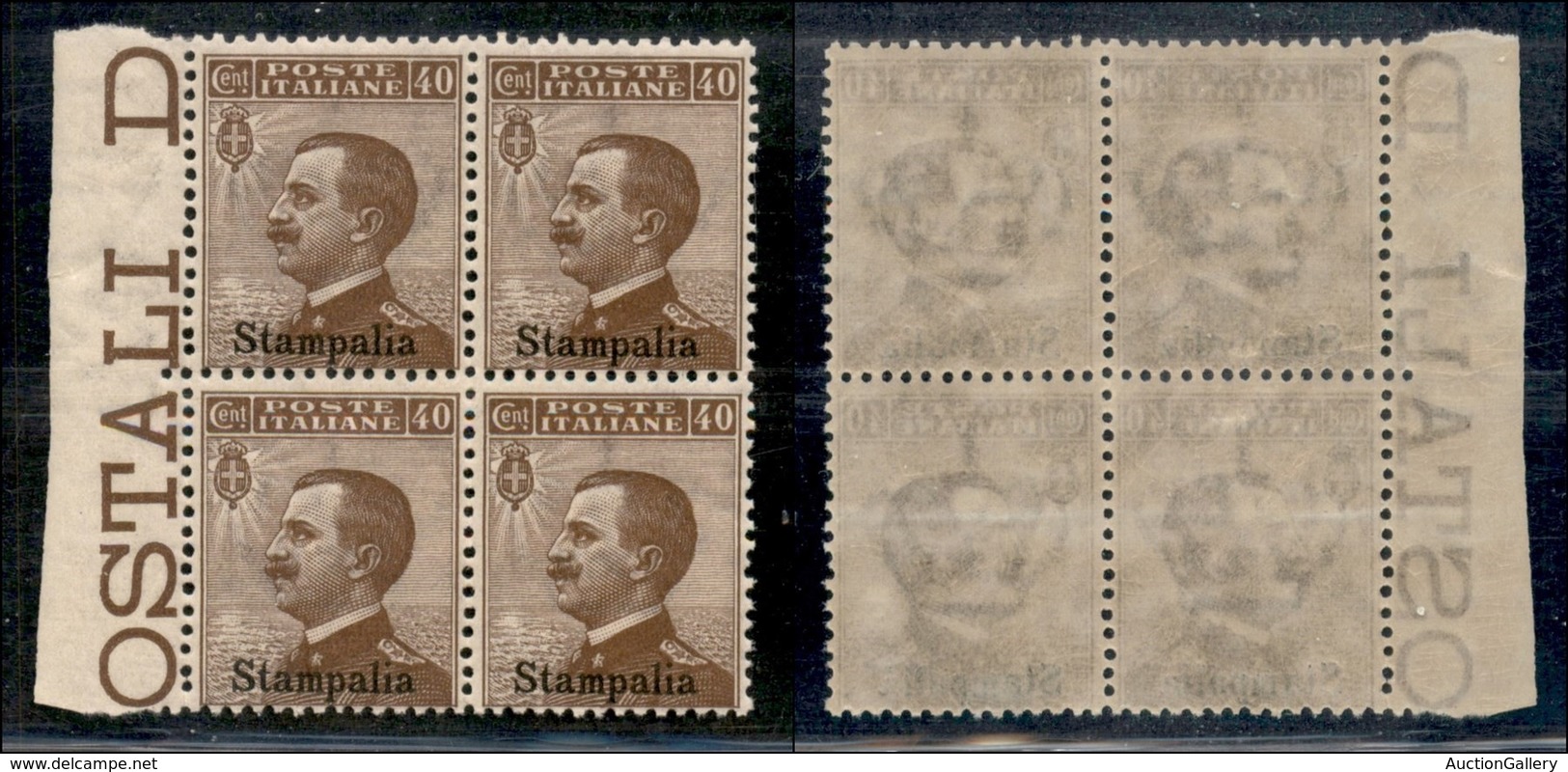 COLONIE - Egeo - Stampalia - 1912 - 40 Cent Michetti (6) - Quartina Bordo Di Foglio - Gomma Integra - Other & Unclassified