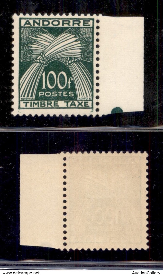 ANDORRA - 1946 - 100 Franchi Segnatasse (41) - Gomma Integra (110) - Sonstige & Ohne Zuordnung