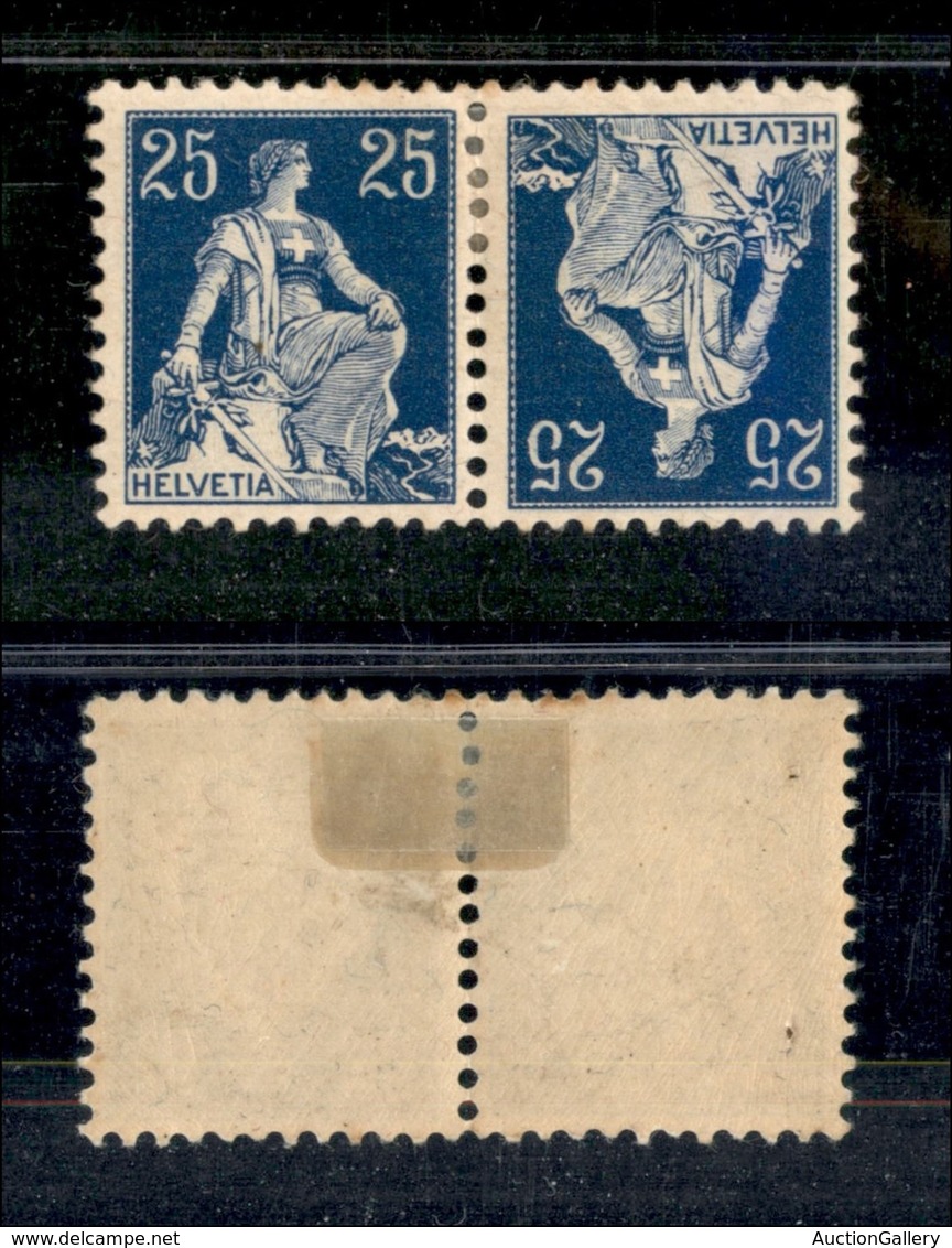 SVIZZERA - 1908 - Tete-Beche Del 25 Cent Helvetia (unif.K1) - Nuovo Con Gomma - Altri & Non Classificati