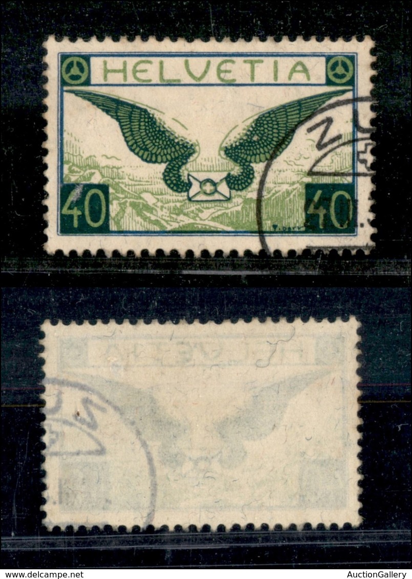 SVIZZERA - 1929 - 40 Cent Posta Aerea (234x) - Carta Patinata - Usato - Other & Unclassified