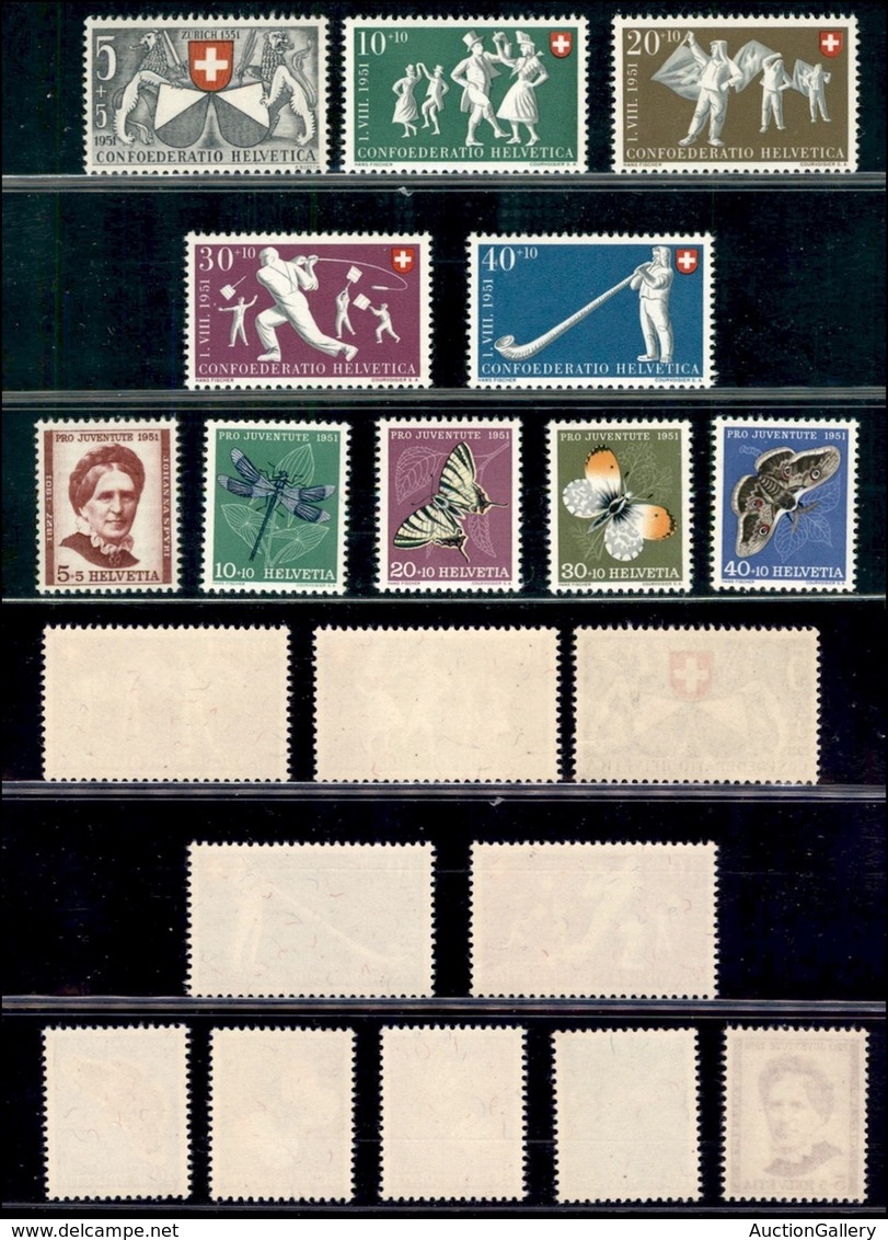 SVIZZERA - 1951 - Pro Patria + Pro Juventute (555/559 + 561/565) - 2 Serie Complete - Gomma Integra (37) - Sonstige & Ohne Zuordnung