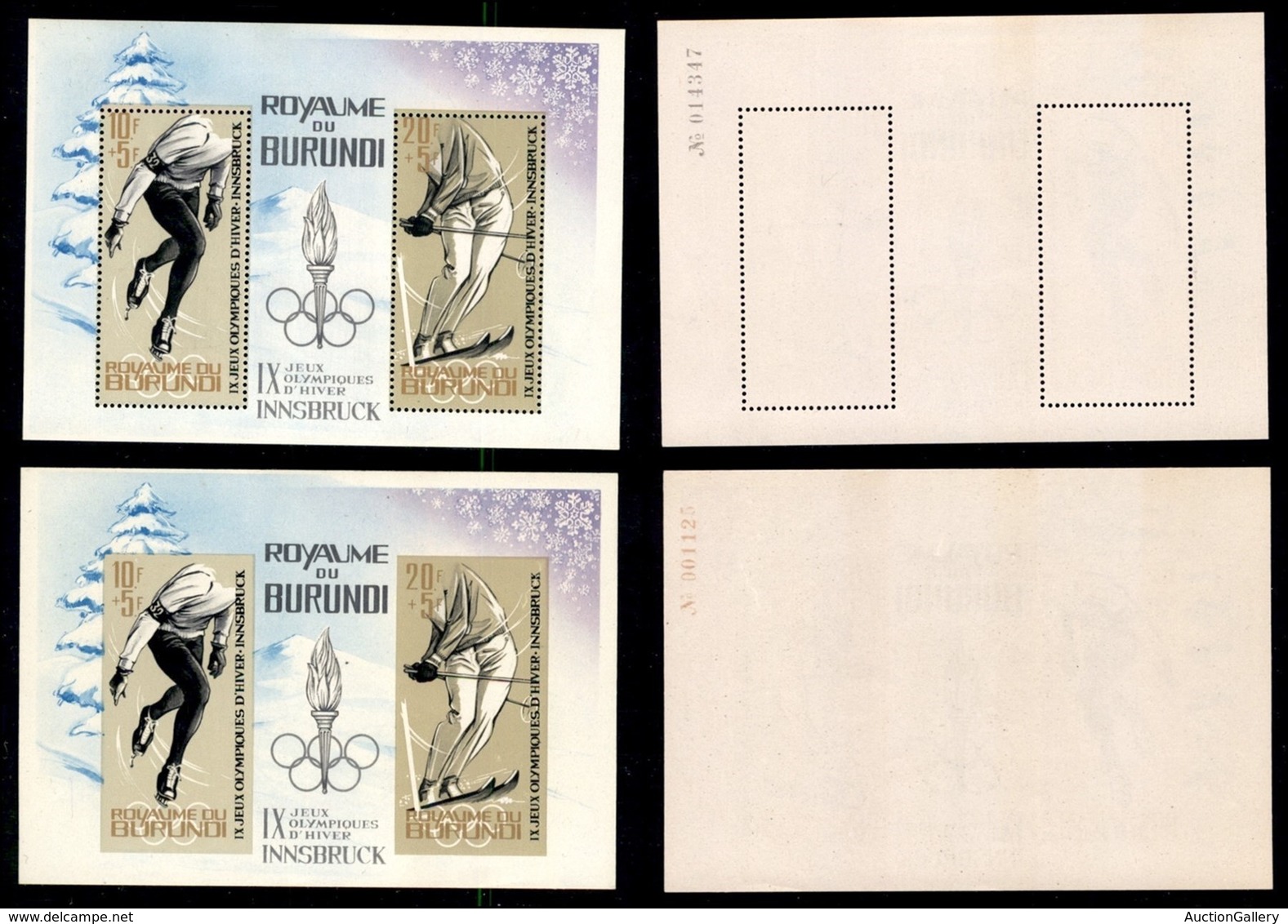 BURUNDI - 1964 - Foglietti Olimpiadi Invernali (block 3 A+B) - Gomma Integra - Altri & Non Classificati