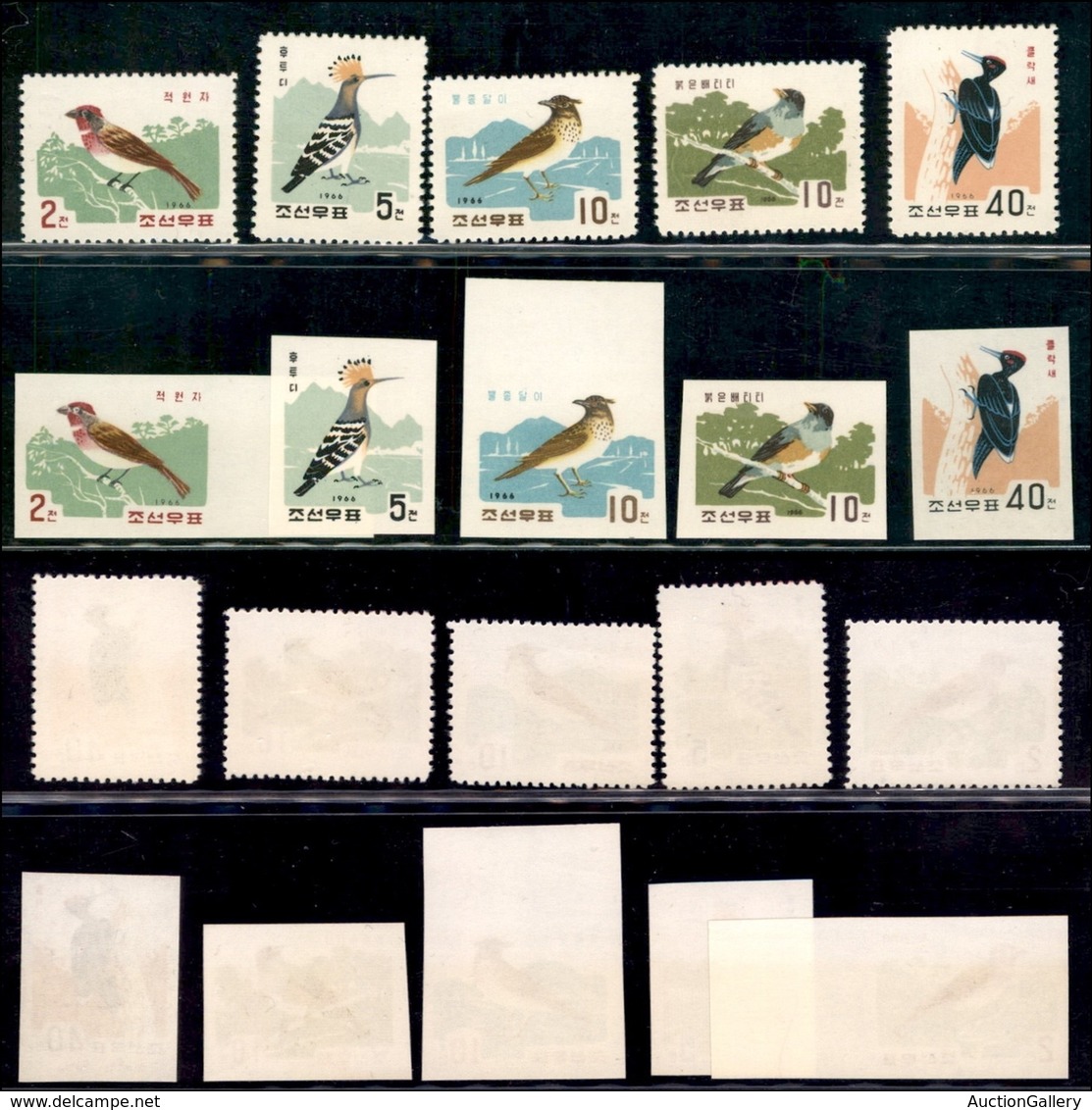 COREA DEL NORD - 1966 - Uccelli (735/739 A+B) - 2 Serie Complete - Dentellati E Non - Gomma Integra (57) - Altri & Non Classificati