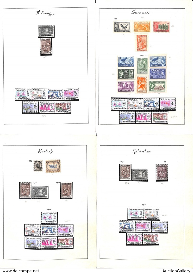 STATI MALESI - 1950/1965 - Tematica  Flora E Fauna - Piccolo Insieme Di Emissioni Del Periodo Di 9 Stati Malesi Montate  - Autres & Non Classés