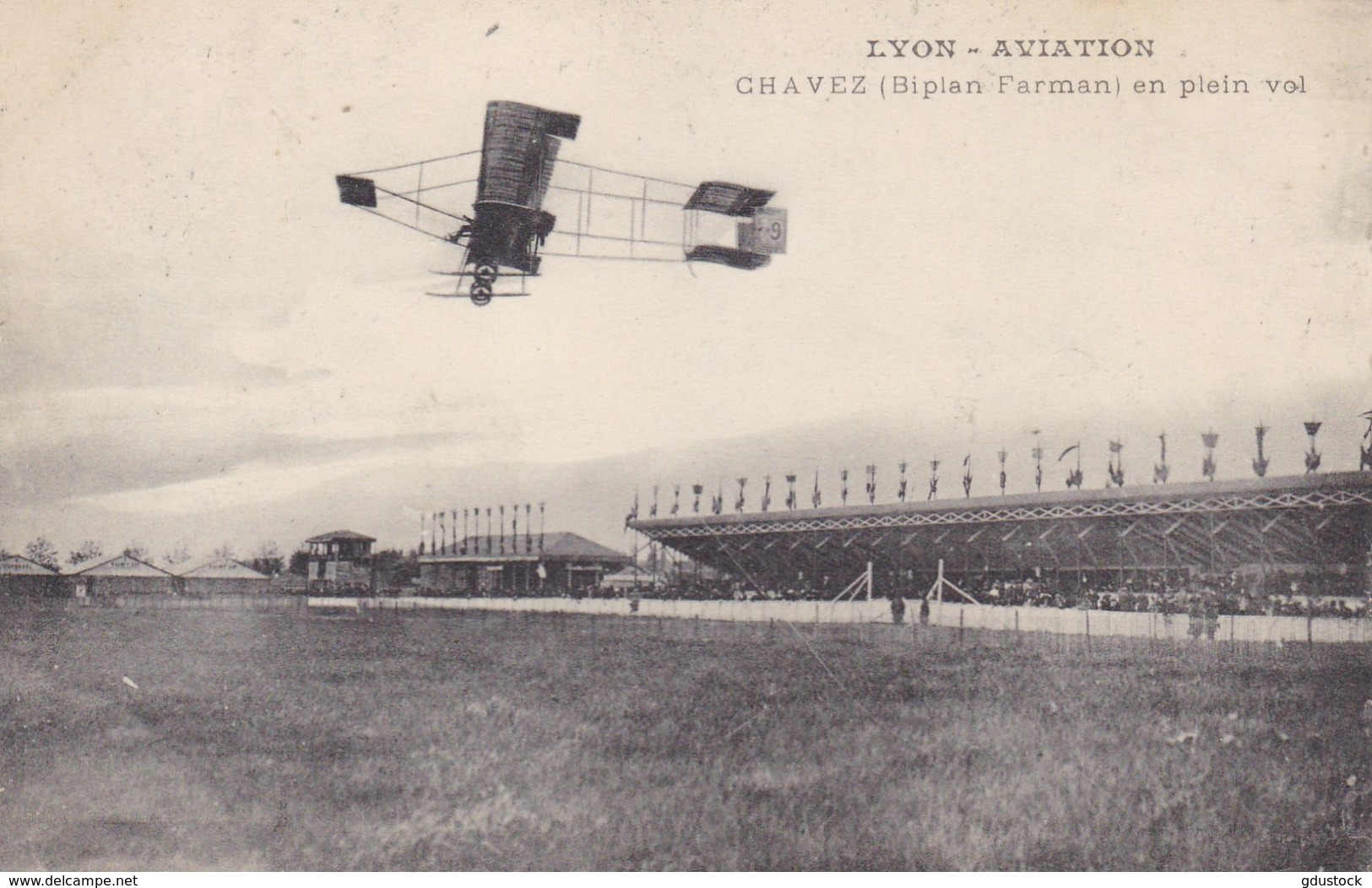 Lyon-Aviation - Chavez (biplan Farman) En Plein Vol - Aviateurs