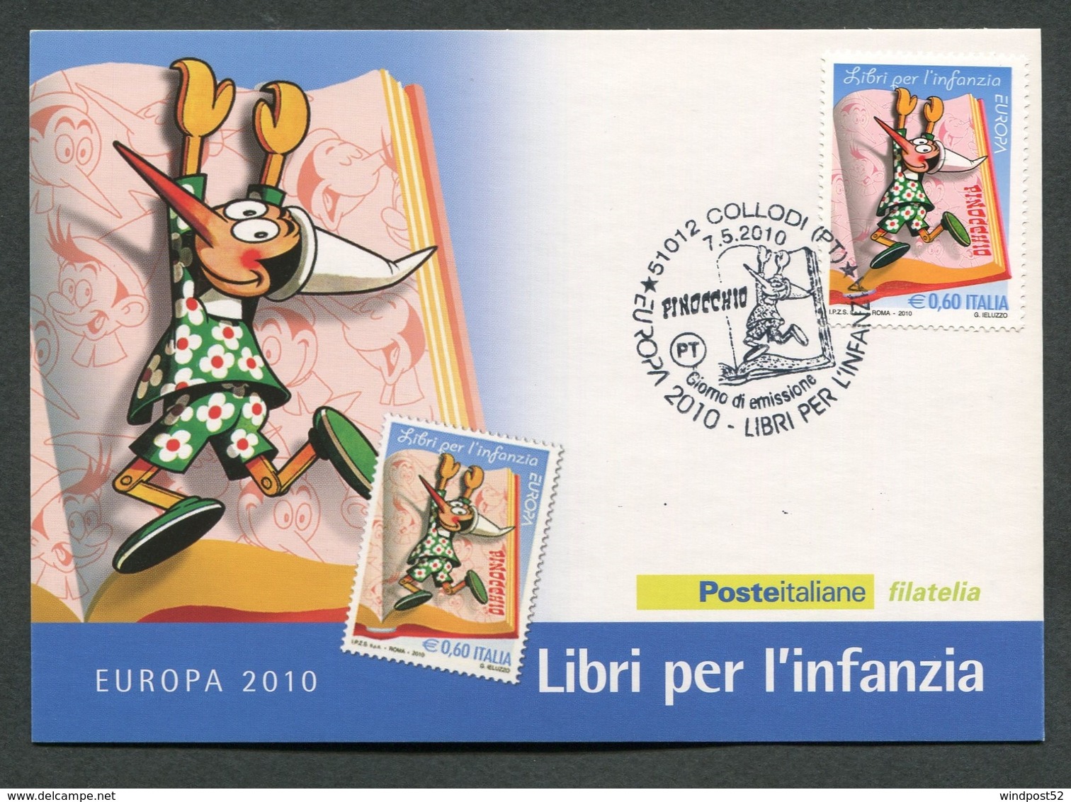 ITALIA FDC CARTOLINA MAXIMUM CARD 2010 - EUROPA CEPT 2010 - LIBRI PER L'INFANZIA PINOCCHIO - 156 - Francobolli (rappresentazioni)