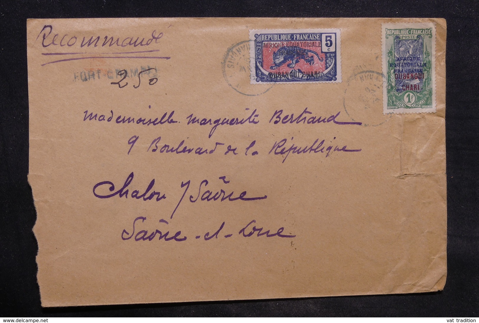 OUBANGUI - Enveloppe En Recommandé De Fort Crampel Pour La France En 1926,  Affranchissement Plaisant - L 34498 - Lettres & Documents