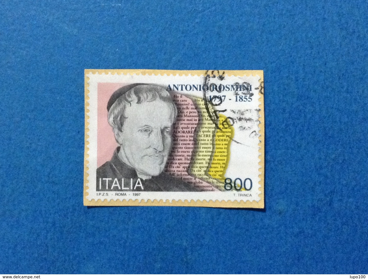 1997 ITALIA FRANCOBOLLO USATO STAMP USED ANTONIO ROSMINI - 1991-00: Usati