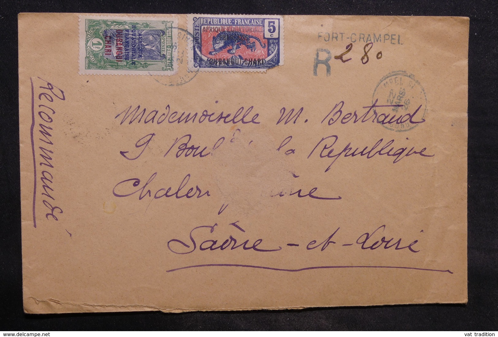 OUBANGUI - Enveloppe En Recommandé De Fort Crampel Pour La France En 1926,  Affranchissement Plaisant - L 34504 - Storia Postale