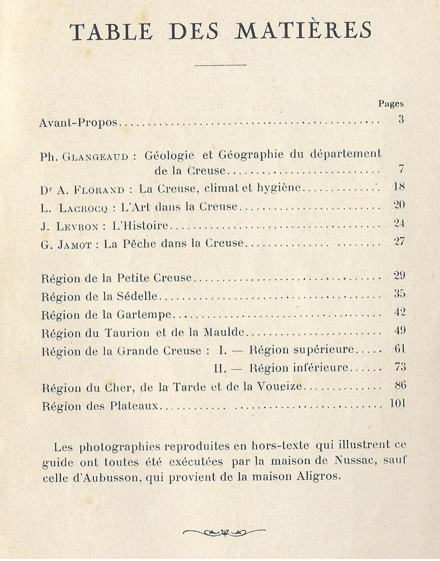 1931 ?? GUIDE DE LA CREUSE LA PÊCHE BOUSSAC BONNAT PONTARION FELLETIN BENEVENT CROZANT ... - Limousin