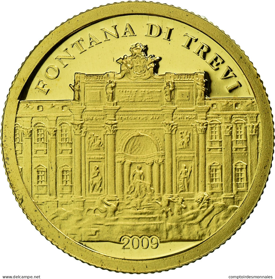 Monnaie, Palau, Fontaine De Trevi, Dollar, 2009, CIT, Proof, FDC, Or, KM:241 - Palau