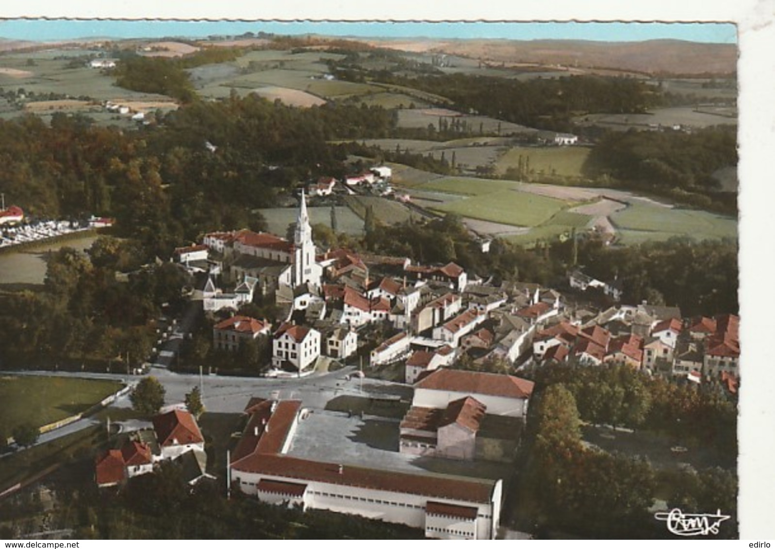 ** 64  ***  BIDACHE  Vue Générale Aérienne Groupe Scolaire - Timbrée TTB - Bidache