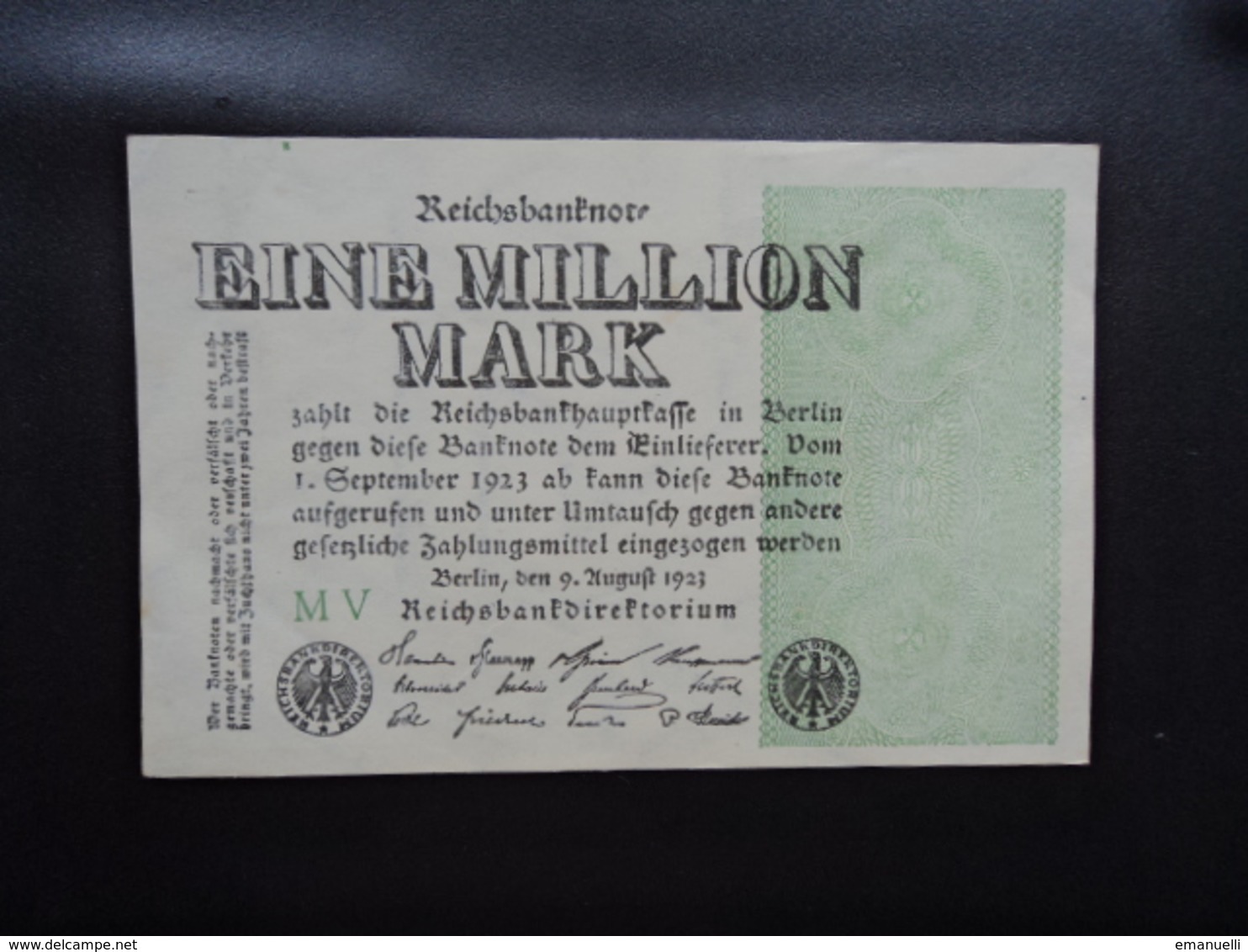 ALLEMAGNE : 1 MILLION MARK   09.8.1923    P 102a    Presque SUP à SUP - 1 Miljoen Mark