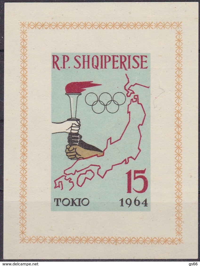 Albanien, 1963, 752 Block 19 B, MNH **, Olympische Sommerspiele 1964, Tokio, - Albanie