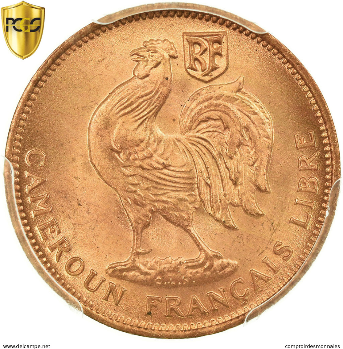 Monnaie, Cameroun, 50 Centimes, 1943, Pretoria, PCGS, MS65RD, Bronze, KM:6 - Kamerun