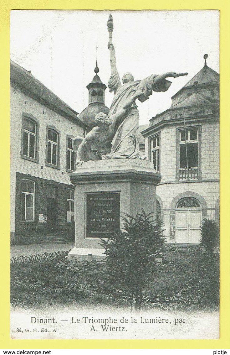 * Dinant (Namur - Namen - La Wallonie) * (G.H. Ed. A., Nr 34) Le Triomphe De La Lumière Par A. Wiertz, Statue, Rare - Dinant