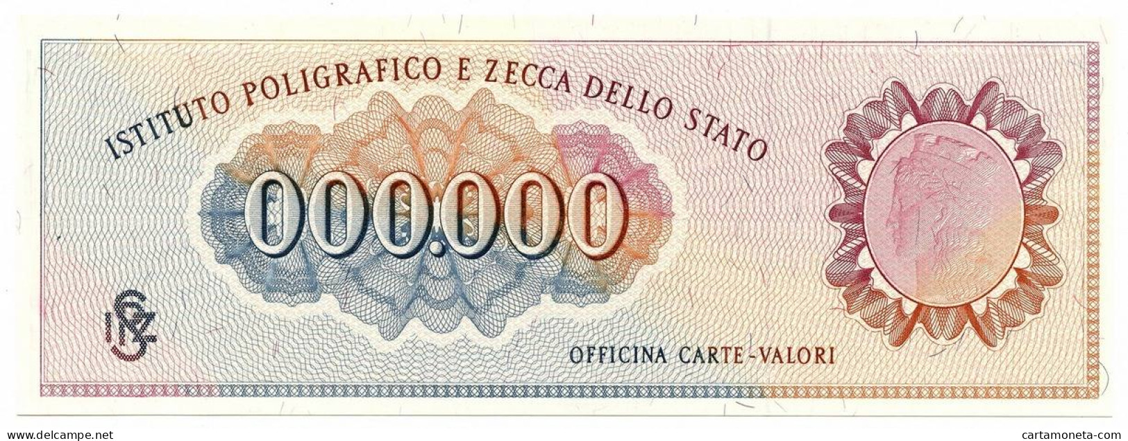 000.000 SPECIMEN TEST ISTITUTO POLIGRAFICO IPZS ITALIA TURRITA POST 1978 FDS - [ 8] Fictifs & Specimens