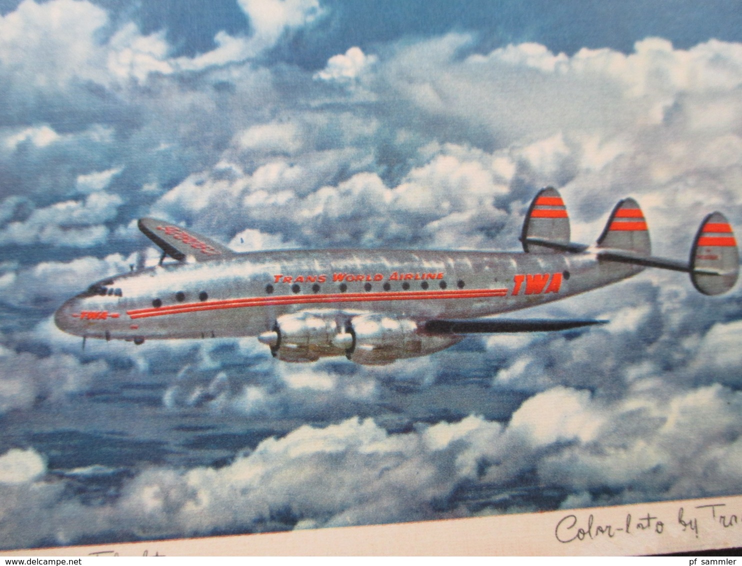 AK USA 1951 Constellation In Flight. TWA Color Foto By Trans World Airlines Luftpost / Air Mail - 1946-....: Era Moderna