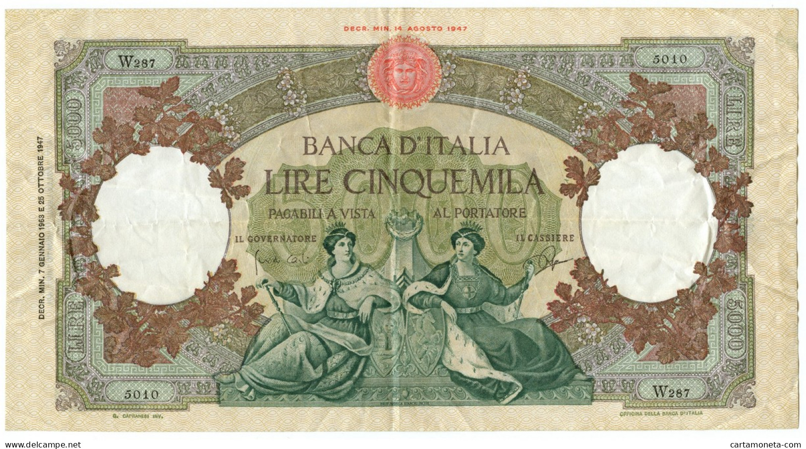 5000 LIRE CAPRANESI REPUBBLICHE MARINARE SERIE SOSTITUTIVA 07/01/1963 BB+ - Autres & Non Classés