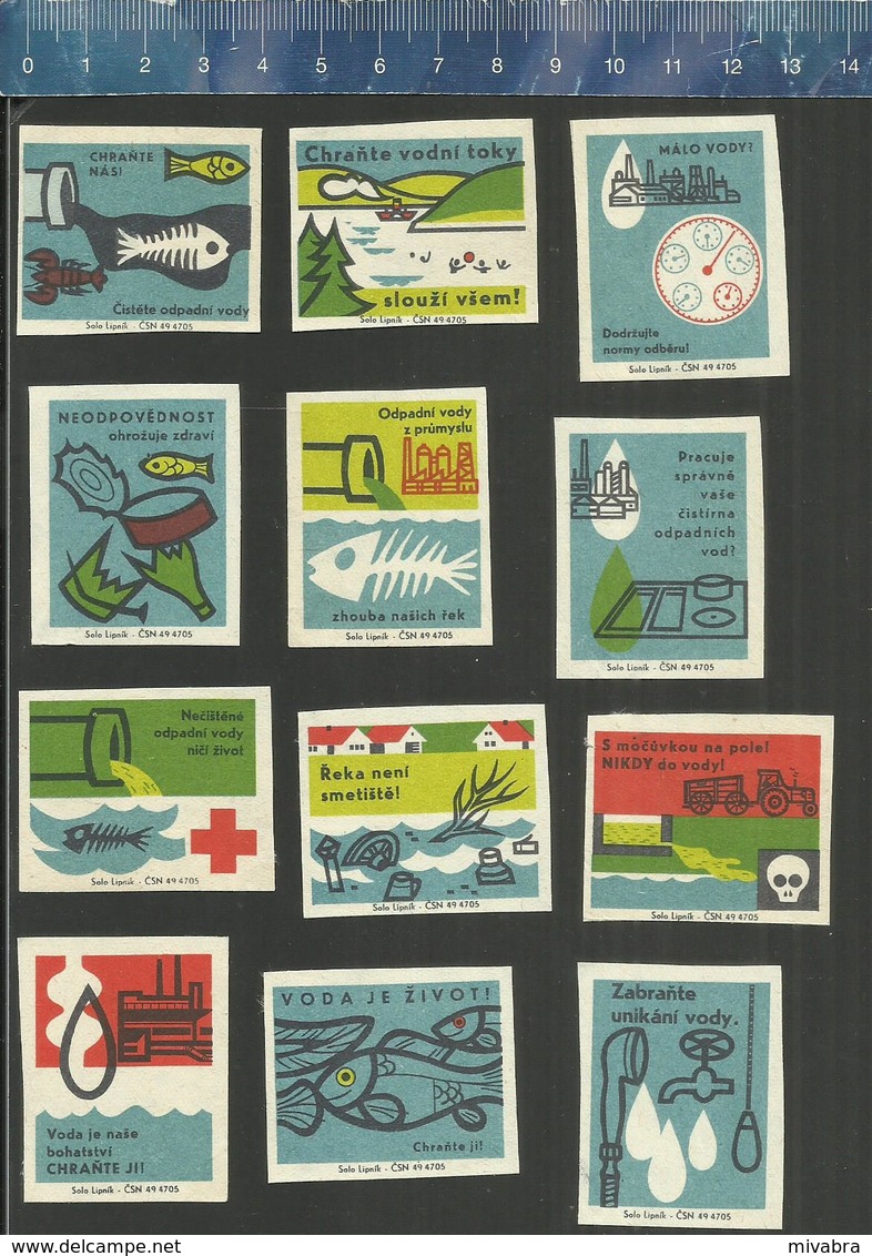 CISTOTA VODNICH TOKÚ BESCHERM MILIEU PROTECTION ENVIRONNEMENT PROTECT THE ENVIRONMENT Former CZ Matchbox Labels 1967 - Matchbox Labels