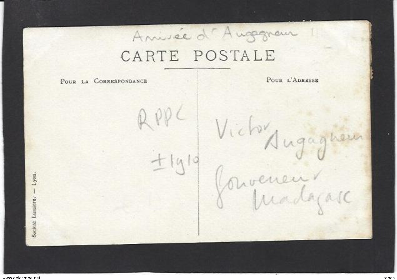 CPA Madagascar Afrique Noire Timbré Non Circulé Carte Photo RPPC Arrivée Du Ministre Des Colonies Augagneur - Madagaskar