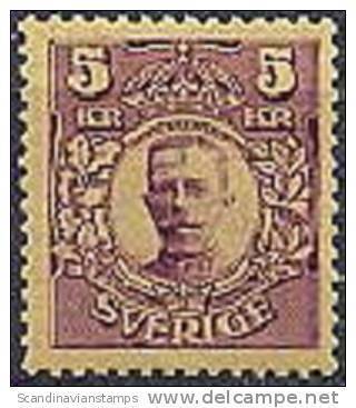 ZWEDEN 1910-14 5kr Roodbruin Gustav  V WM Kroon PF-MNH-NEUF - Neufs