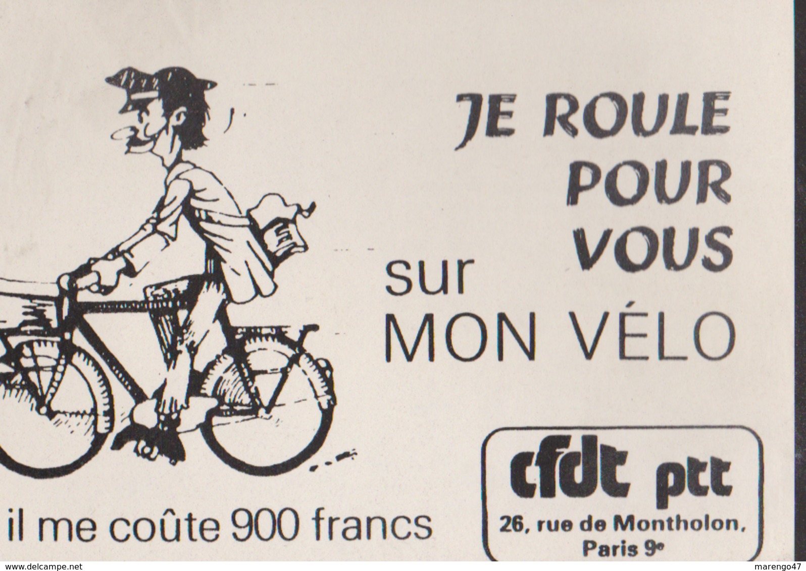 CPSM:CFDT/PTT:Carte Pour Ministre:Je Roule Pour Vous Sur Mon Vélo:1979 - Gewerkschaften