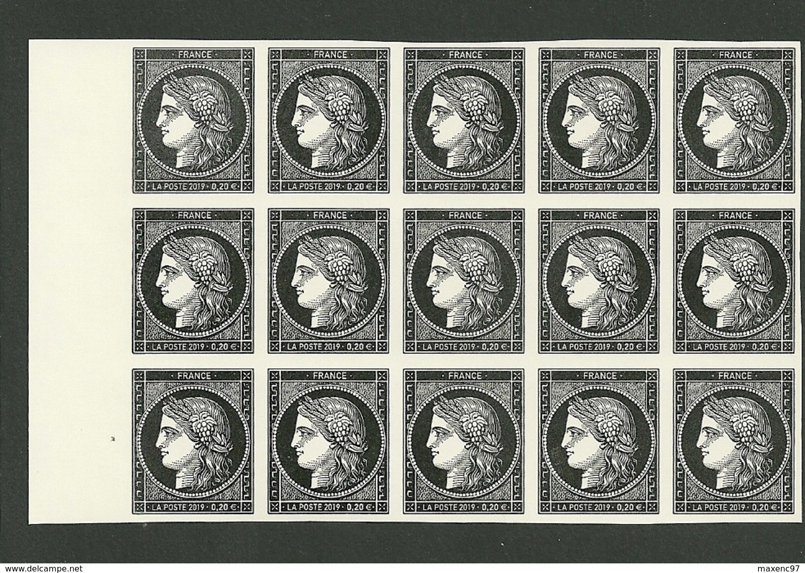 Bloc De 15 Timbres Bord De Feuille Gauche 20 C Ceres 2019 170 Ans Tirage 6000 Feuilles - Neufs