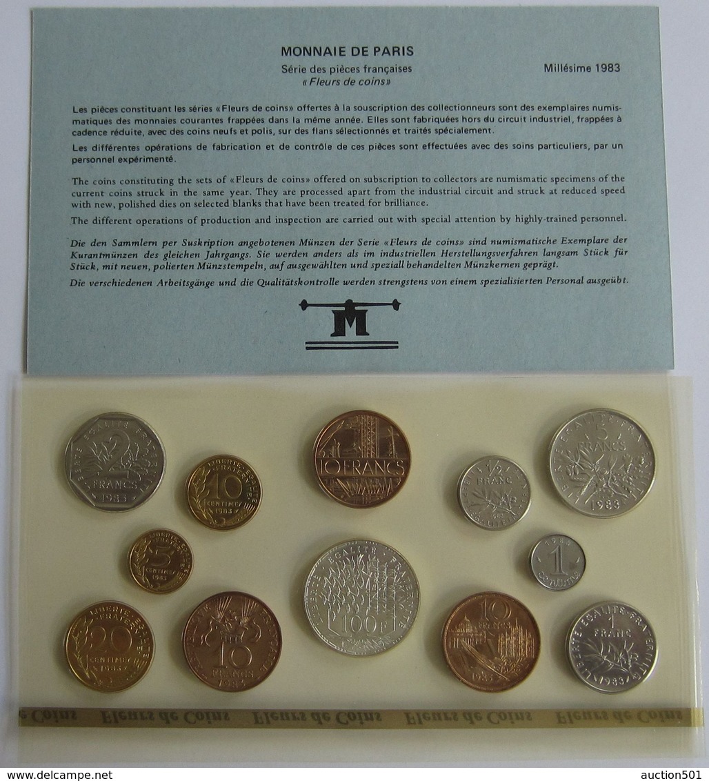 28463g MONNAIE DE PARIS - SERIE FLEURS DE COINS 1983 - Boite D&acute;origine - Autres & Non Classés