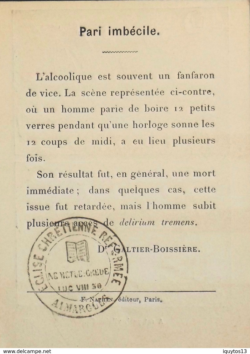 Chromo > Fiche Illustrée > Les Dangers De L'Alcoolisme - Pari Imbécile - Dr Galtier-Boissière - Other & Unclassified