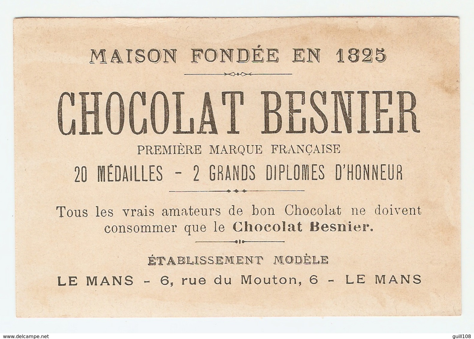 Jolie Chromo Dorée Chocolat Besnier Loup De Mer Homard écrevisse Enfant Bretagne Lobster Victorian Trade Card A18-12 - Other & Unclassified
