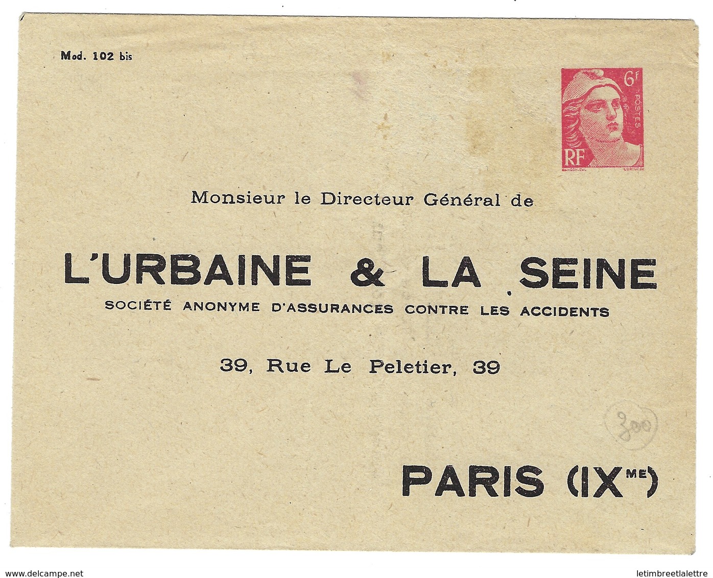 France, Entier Postal, Enveloppe Privée, I1 A, L'urbaine Et La Seine, Paris 9ème, Papier Gris, 1947 - Standard Covers & Stamped On Demand (before 1995)