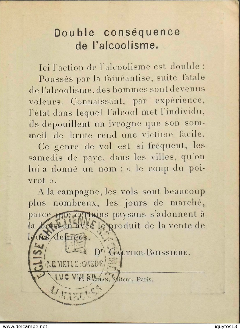 Chromo > Fiche Illustrée > Les Dangers De L'Alcoolisme - Double Conséquence De L'Alcoolisme - Dr Galtier-Boissière - TBE - Other & Unclassified