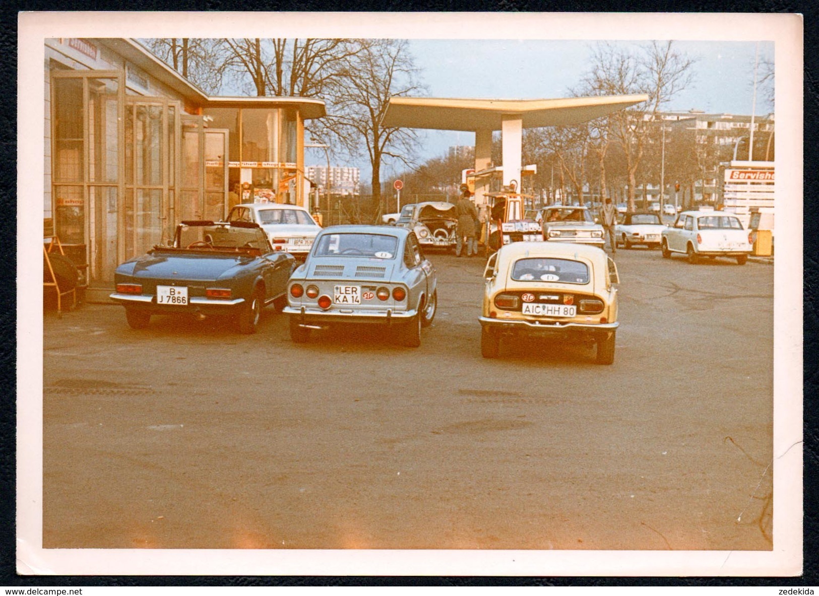 A3520 - Altes Foto - PKW - Sportwagen Coupè Kennzeichen Tankstelle Shell - PKW