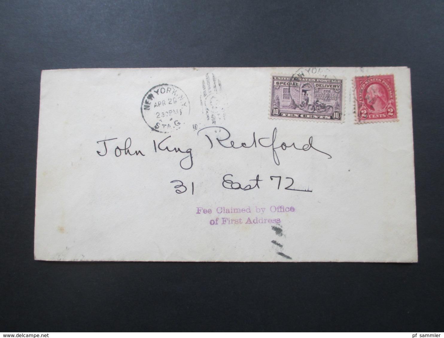 USA 1928 Special Delivery 2 Belege New York Sta G. Und Sta F Und Sta Y Eilmarke Nr. 258 - Briefe U. Dokumente