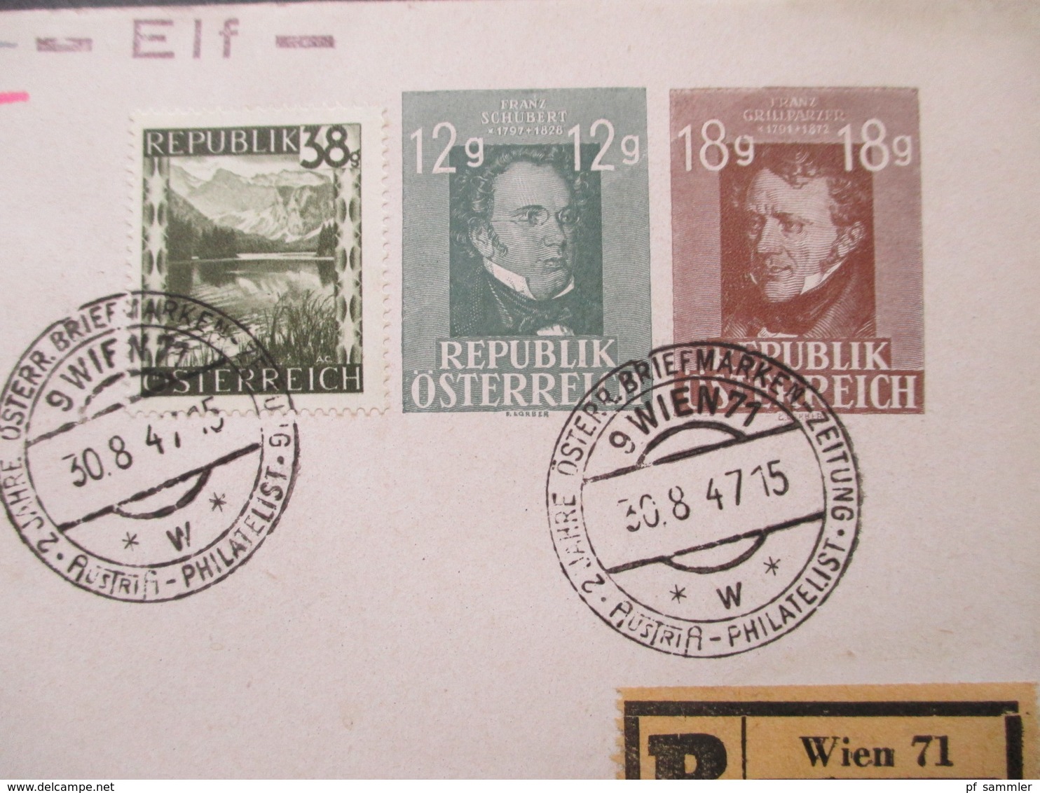 Österreich 1947 Privatganzsache / Privatumschlag Zusatzfrankatur SST 2 Jahre Österr. Briefmarken - Zeitung Philatelist - Briefe U. Dokumente