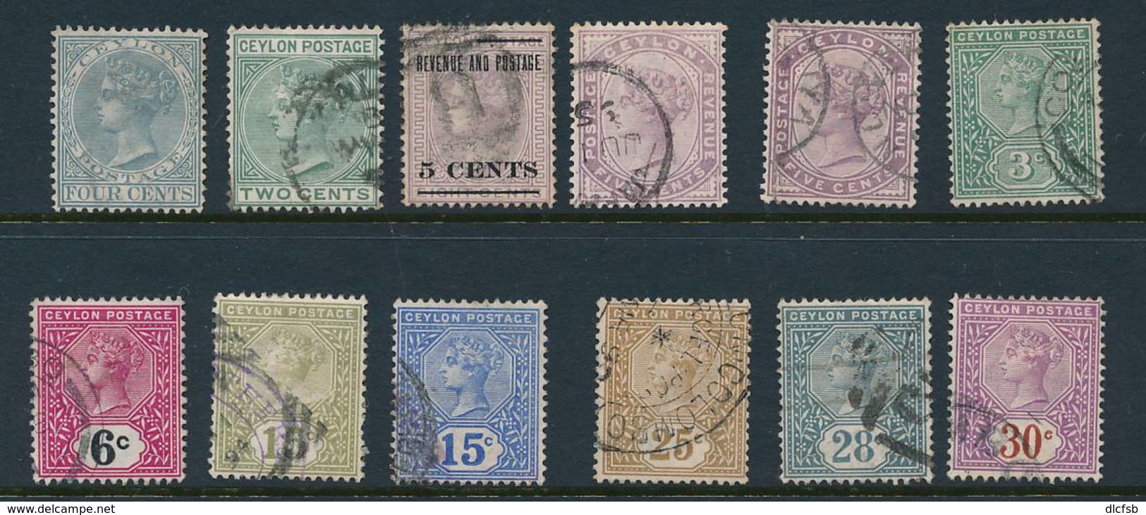 CEYLON, 1883-99 12 Fine Used Queen Victoria - Ceylon (...-1947)